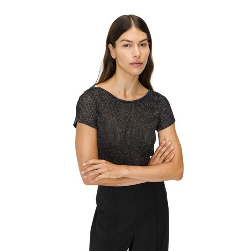 Veronika Maine Lurex Pointelle Boatneck Knit